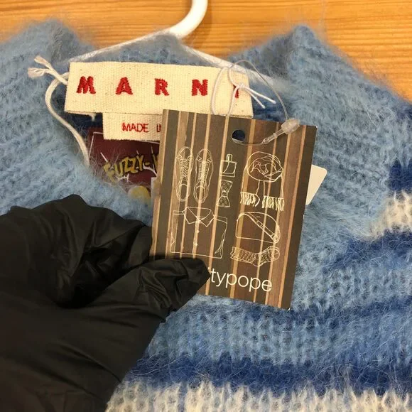 Marni Blue & White Striped Mohair-Blend Sweater Size 38 With Original tag - Picture 8 of 15